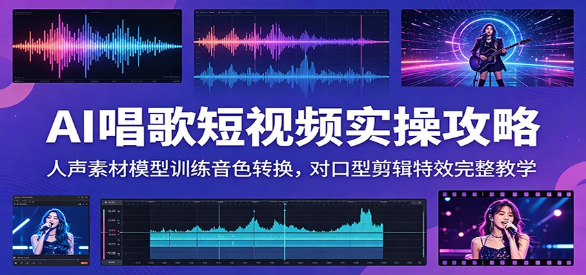 AI唱歌短视频实操攻略:人声素材模型训练音色转换,对口型剪辑特效完整教学-宇文网创