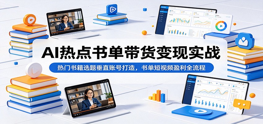 AI热点书单带货变现实战:热门书籍选题垂直账号打造,书单短视频盈利全流程-宇文网创