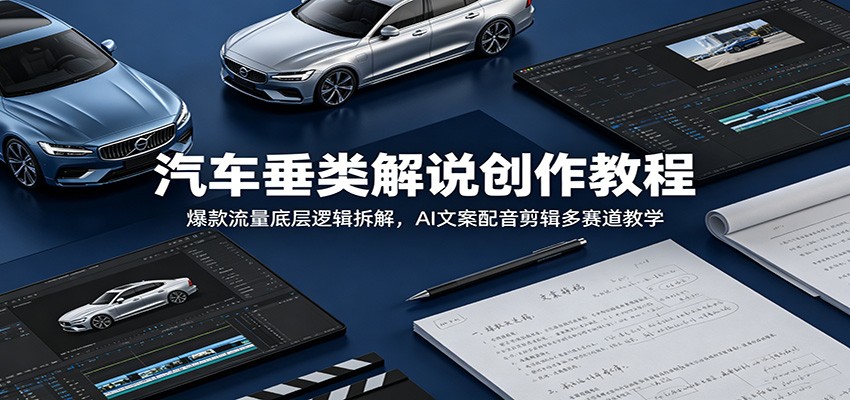 汽车垂类解说创作教程：爆款流量底层逻辑拆解，AI文案配音剪辑多赛道教学-宇文网创