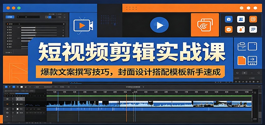 短视频剪辑实战课：爆款文案撰写技巧，封面设计搭配模板新手速成-宇文网创