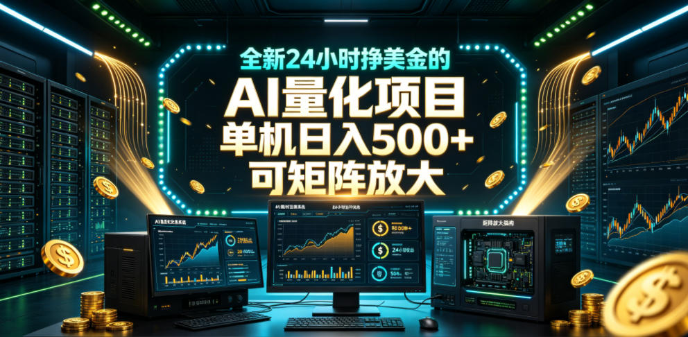 全新24小时挣美金的AI量化项目,单机日入500+,每天见收益,可矩阵放大【揭秘】-宇文网创