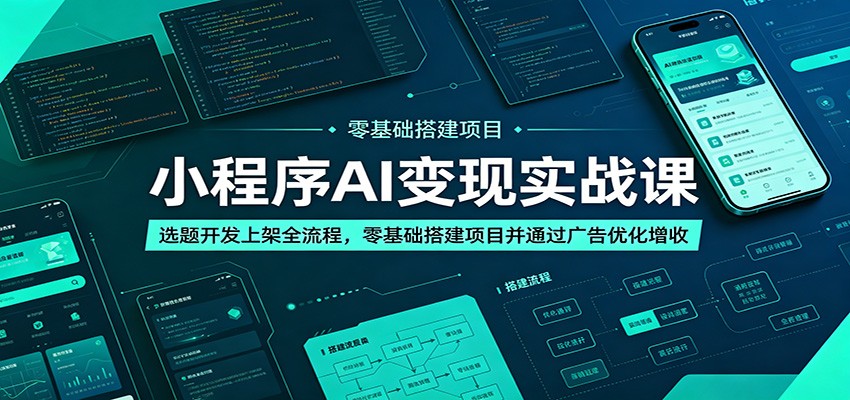 小程序AI变现实战课:选题开发上架全流程,零基础搭建项目并通过广告优化增收-宇文网创