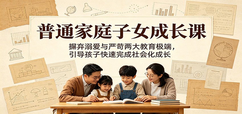 普通家庭子女成长课:摒弃溺爱与严苛两大教育极端,引导孩子快速完成社会化成长-宇文网创