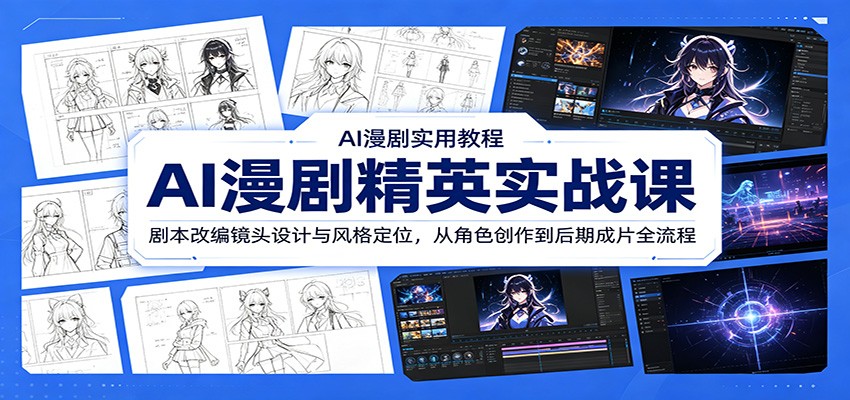 AI漫剧精英实战课:剧本改编镜头设计与风格定位,从角色创作到后期成片全流程-宇文网创