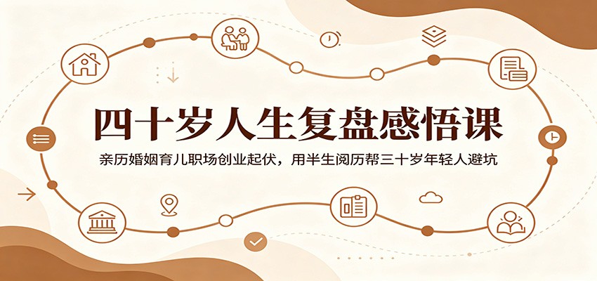 四十岁人生复盘感悟课：亲历婚姻育儿职场创业起伏，用半生阅历帮三十岁年轻人避坑-宇文网创