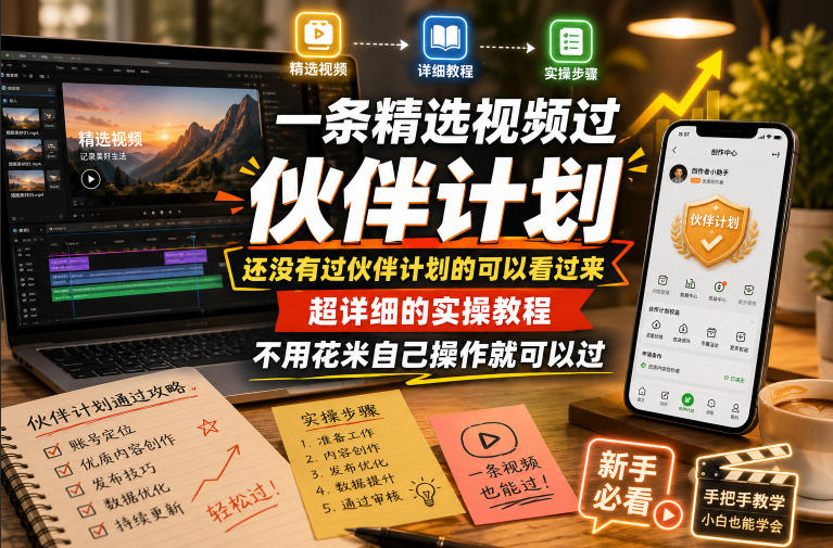 一条精选视频过伙伴计划,还没有过伙伴计划的可以看过来,超详细的实操教程,不用花米自己操作就可以过-宇文网创