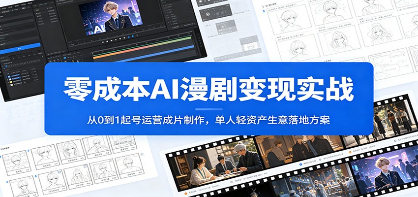 零成本AI漫剧变现实战：从0到1起号运营成片制作，单人轻资产生意落地方案-宇文网创