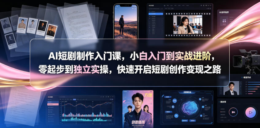 AI短剧制作入门课,小白入门到实战进阶,零起步到独立实操,快速开启短剧创作变现之路-宇文网创