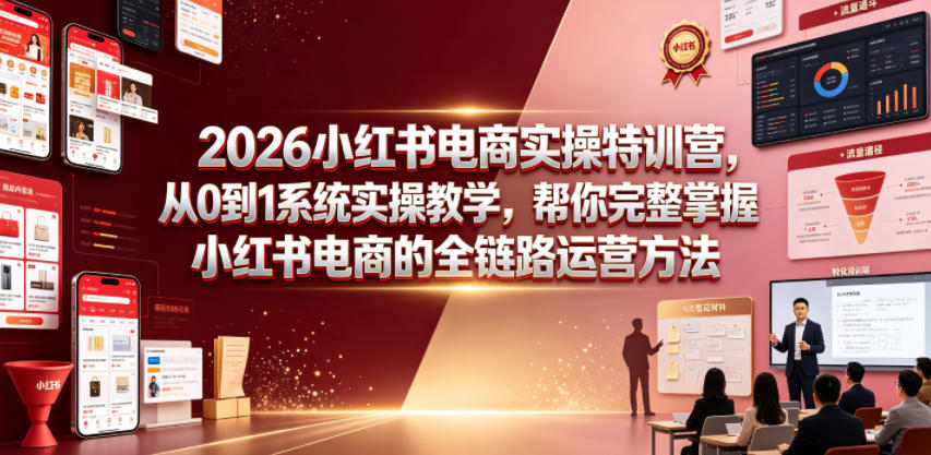 2026小红书电商实操特训营,从0到1系统实操教学,帮你完整掌握小红书电商的全链路运营方法-宇文网创