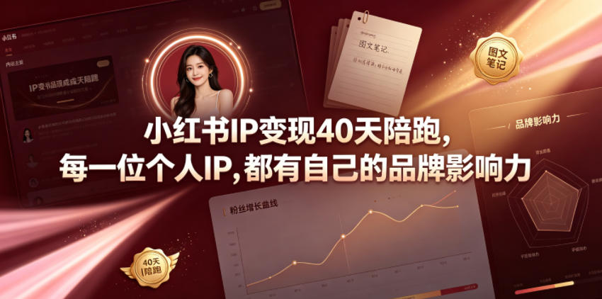 小红书IP变现40天陪跑，每一位个人IP，都有自己的品牌影响力-宇文网创