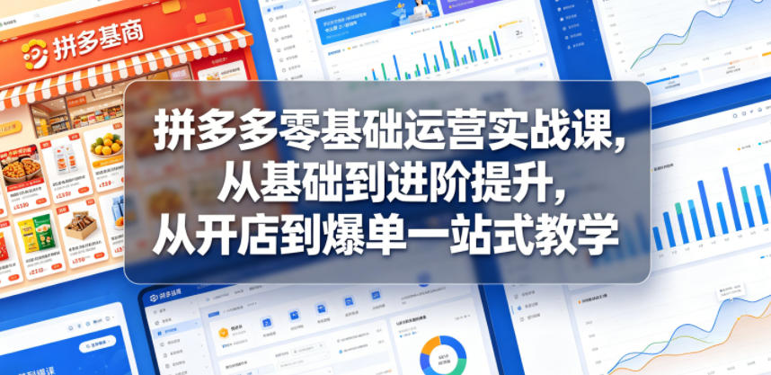 拼多多零基础运营实战课，从基础到进阶提升，从开店到爆单一站式教学-宇文网创