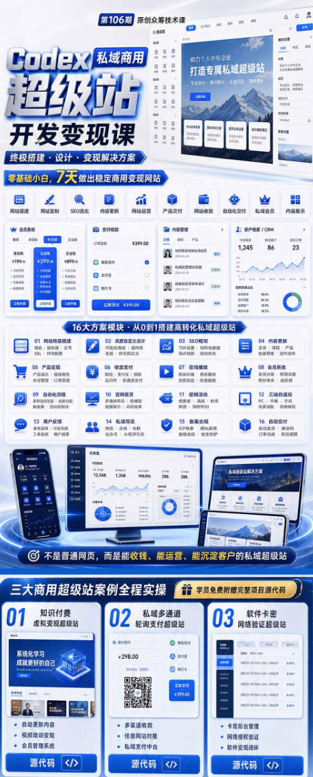 图片[2]-Codex私域商用超级站Ai开发变现课，7天带你从零基础到能自己动手做出能收钱、能运营、能沉淀客户的私域超级站-宇文网创