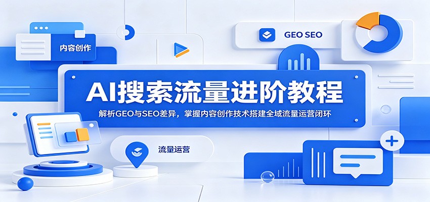 AI搜索流量进阶教程:解析GEO与SEO差异,掌握内容创作技术搭建全域流量运营闭环-宇文网创