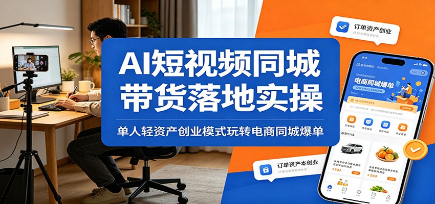 AI短视频同城带货落地实操：单人轻资产创业模式玩转电商同城爆单-宇文网创