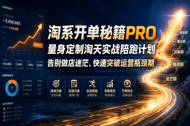淘系开单秘籍PRO，量身定制淘天实战陪跑计划，告别做店迷茫、快速突破运营瓶颈期（2026年6月11）-宇文网创