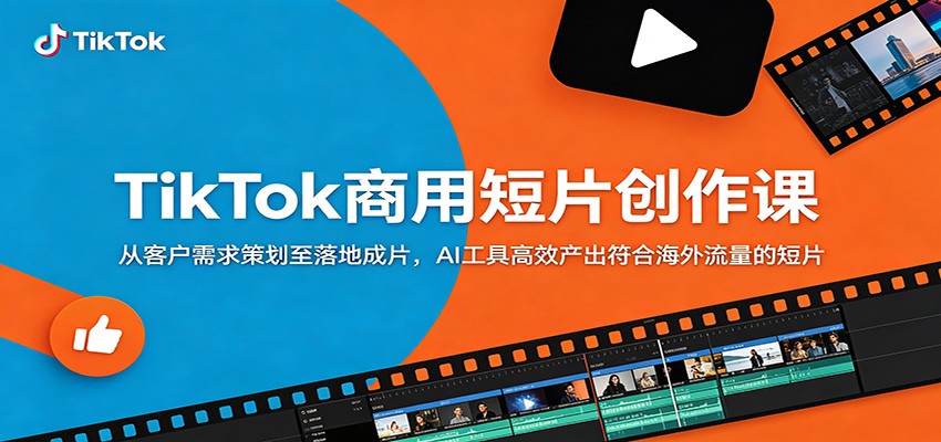 TikTok商用短片创作课：从客户需求策划至落地成片，AI工具高效产出符合海外流量的短片-宇文网创
