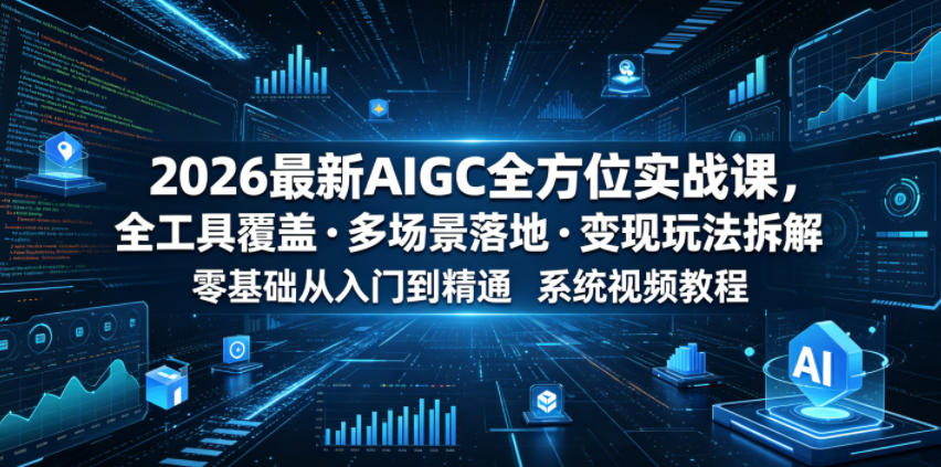 2026最新AIGC全方位实战课,全工具覆盖・多场景落地・变现玩法拆解,零基础从入门到精通系统视频教程-宇文网创