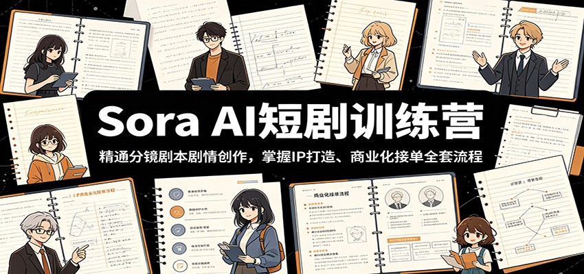 Sora AI短剧训练营：精通分镜剧本剧情创作，掌握IP打造、商业化接单全套流程-宇文网创
