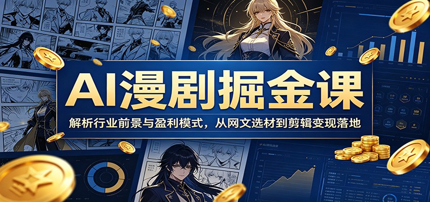 AI漫剧掘金课：解析行业前景与盈利模式，从网文选材到剪辑变现落地-宇文网创