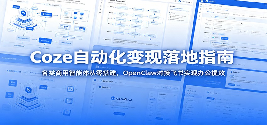 Coze自动化变现落地指南:各类商用智能体从零搭建,OpenClaw对接飞书实现办公提效-宇文网创