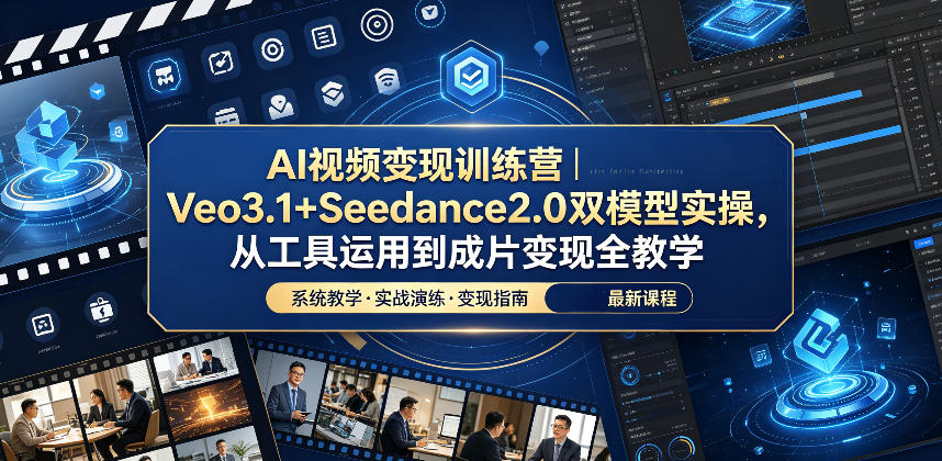AI视频变现训练营|Veo3.1+Seedance2.0双模型实操,从工具运用到成片变现全教学-宇文网创