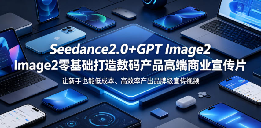 Seedance2.0+GPT Image2零基础打造数码产品高端商业宣传片，让新手也能低成本、高效率产出品牌级宣传视频-宇文网创
