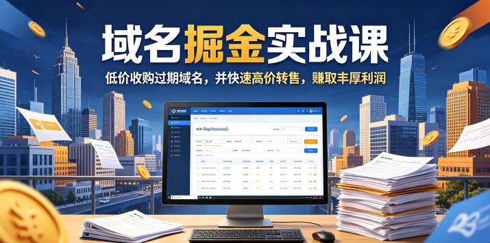 域名交易掘金实战课，低价收购过期域名，并快速高价转售，賺取丰厚利润【原创双语字幕】-宇文网创