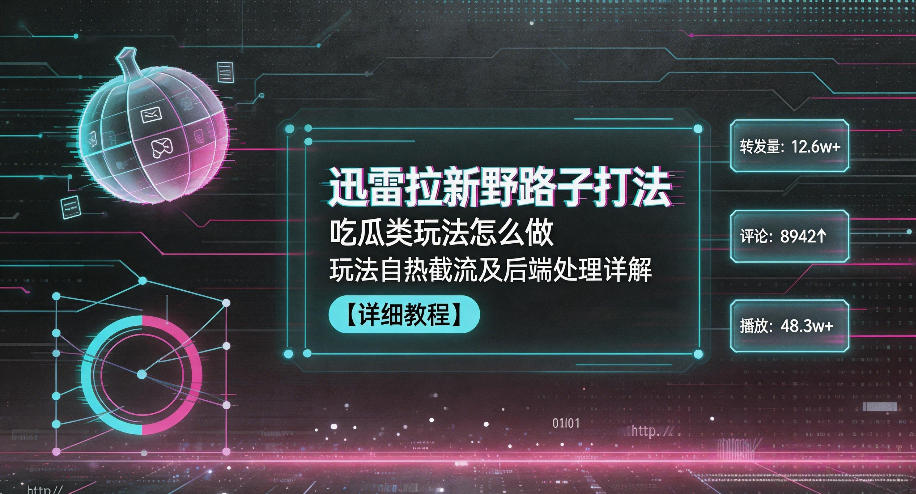 迅雷拉新野路子打法，吃瓜类玩法怎么做，玩法自热截流及后端处理详解-宇文网创