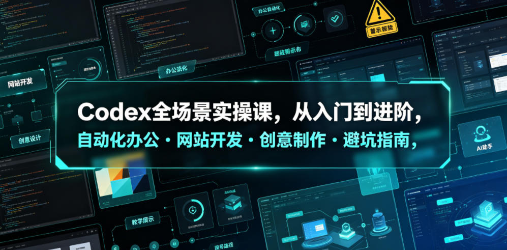 Codex全场景实操课,从入门到进阶,自动化办公・网站开发・创意制作・避坑指南,全流程教学-宇文网创