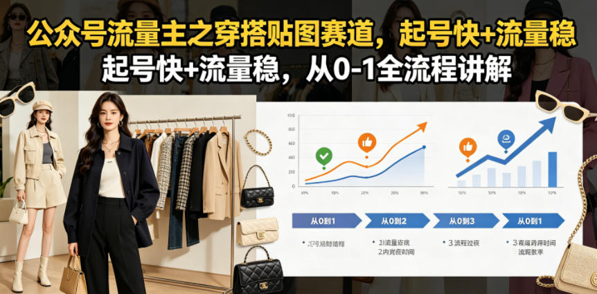 公众号流量主之穿搭贴图赛道，起号快+流量稳，从0-1全流程讲解-宇文网创