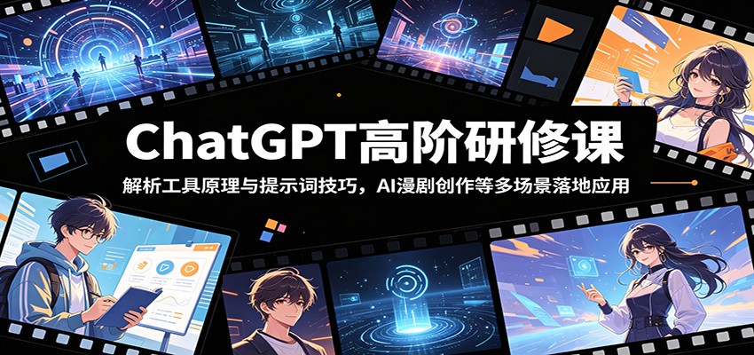 ChatGPT高阶研修课:解析工具原理与提示词技巧,AI漫剧创作等多场景落地应用-宇文网创