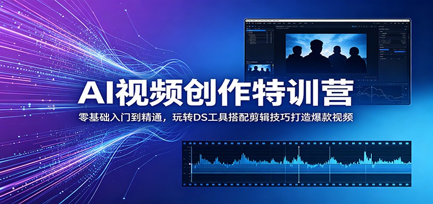 AI视频创作特训营:零基础入门到精通,玩转DS工具搭配剪辑技巧打造爆款视频-宇文网创