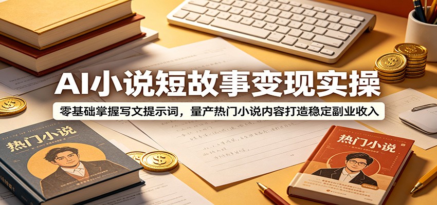 AI小说短故事变现实操：零基础掌握写文提示词，量产热门小说内容打造稳定副业收入-宇文网创