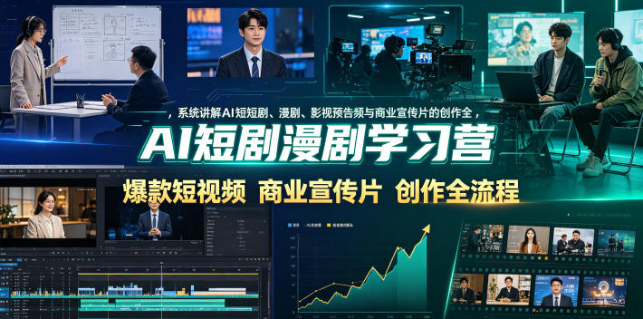 AI短剧漫剧学习营，系统讲解AI短剧、漫剧、影视预告片、爆款短视频与商业宣传片的创作全流程-宇文网创
