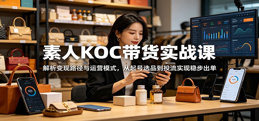素人KOC带货实战课:解析变现路径与运营模式,从起号选品到投流实现稳步出单-宇文网创