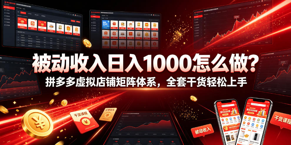 被动收入日入1000怎么做？拼多多虚拟店铺矩阵体系，全套干货轻松上手【揭秘】-宇文网创