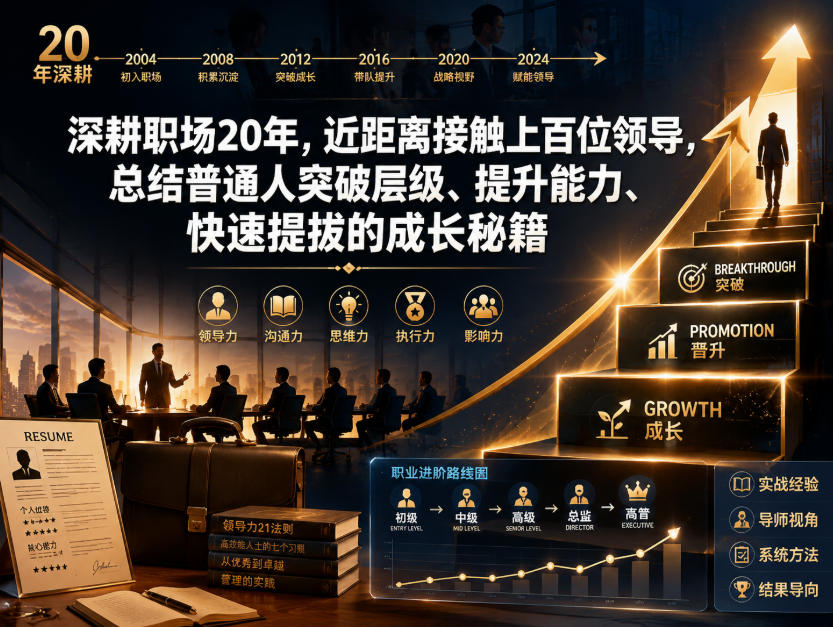 付费文章：深耕职场20年，近距离接触上百位领导，总结普通人突破层级、提升能力、快速提拔的成长秘籍（全网独家干货）-宇文网创