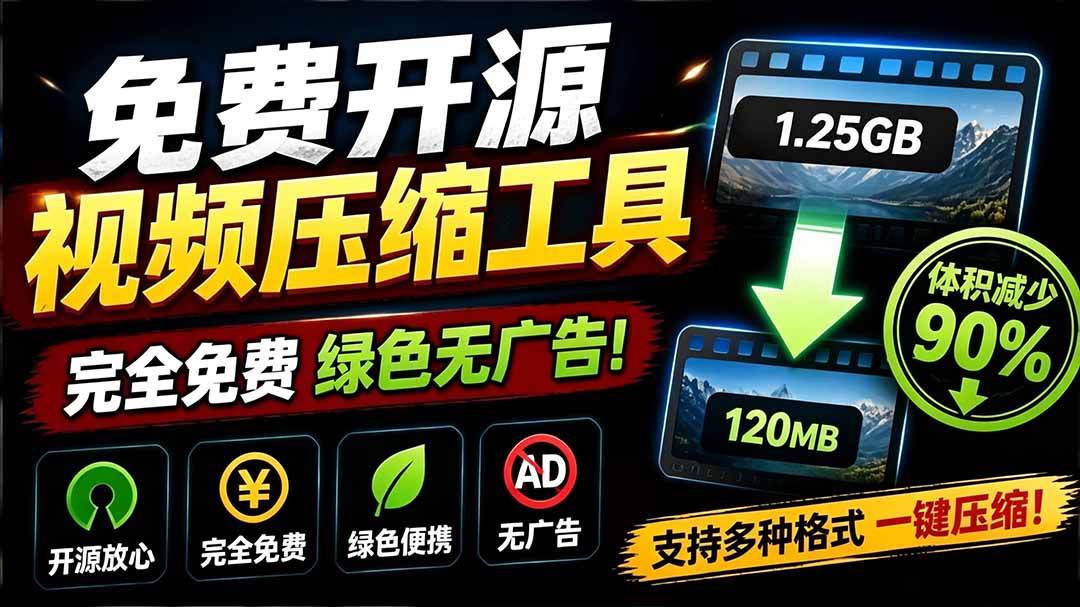 （19495期）Github开源视频压缩瘦身工具，轻松压缩90%，并保持画质清晰，完全免费绿色无广告！VideoSlim-宇文网创
