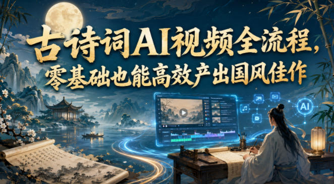 古诗词AI视频全流程，零基础也能高效产出国风佳作-宇文网创
