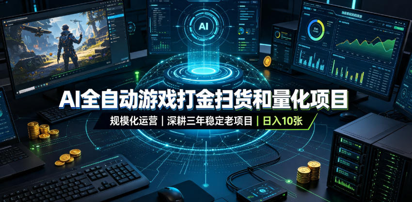 AI全自动游戏打金扫货和量化项目,规模化运营日入10张,深耕三年稳定老项目!【揭秘】-宇文网创