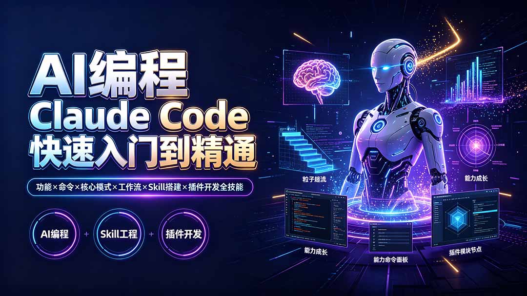 （19306期）AI编程 Claude Code快速入门到精通：功能×命令×核心模式×工作流×Skill搭建×插件开发全技能-宇文网创