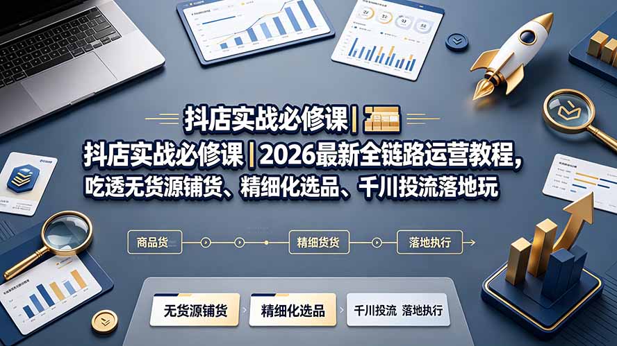 （19549期）抖店实战必修课｜2026最新全链路运营教程，吃透无货源铺货、精细化选品、千川投流落地玩法-宇文网创