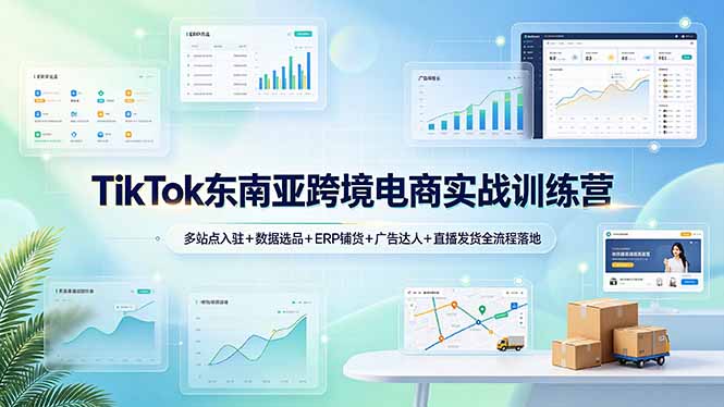 (19155期)TikTok东南亚跨境电商实战训练营:多站点入驻+数据选品+ERP铺货+广告达人+直播发货全流程落地-宇文网创