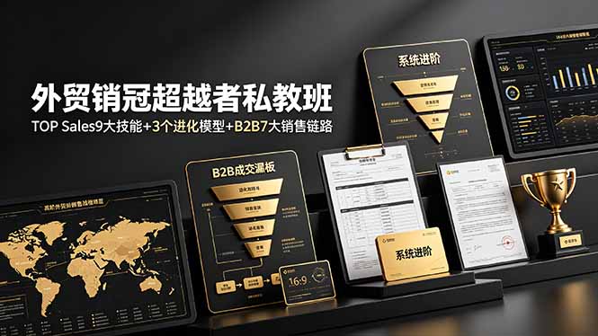 (19156期)外贸销冠超越者私教班:TOP Sales9大技能+3个进化模型+B2B7大销售链路,系统进阶-宇文网创