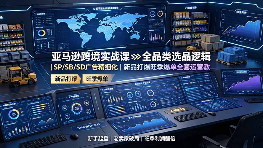 (19352期)亚马逊跨境实战课:全品类选品逻辑|SP/SB/SD广告精细化|新品打爆旺季爆单全套运营教程-宇文网创