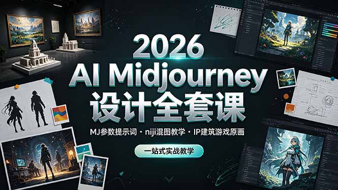 （19209期）2026 AI Midjourney设计全套课，MJ参数提示词niji混图教学，IP建筑游戏原画一站式实战教学-宇文网创