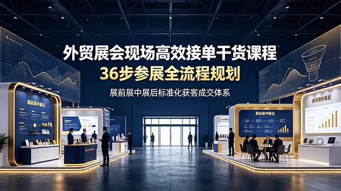 (19157期)外贸展会现场高效接单干货课程,36步参展全流程规划,展前展中展后标准化获客成交体系-宇文网创