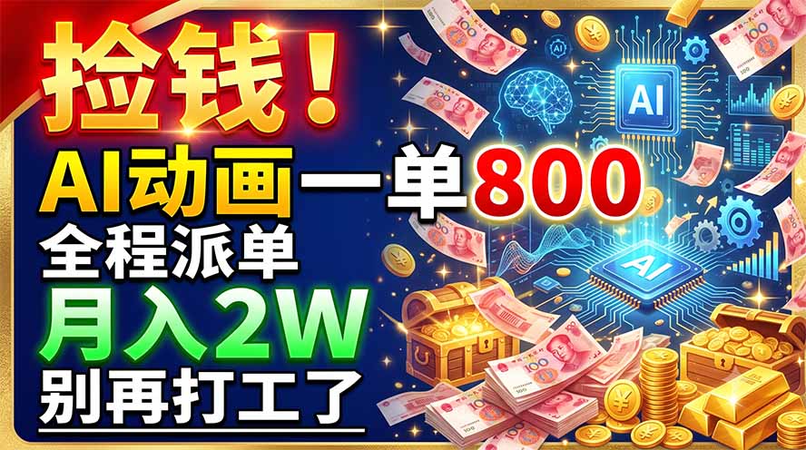 （19330期）捡钱！AI动画一单800，全程派单，月入2W，别再打工了-宇文网创