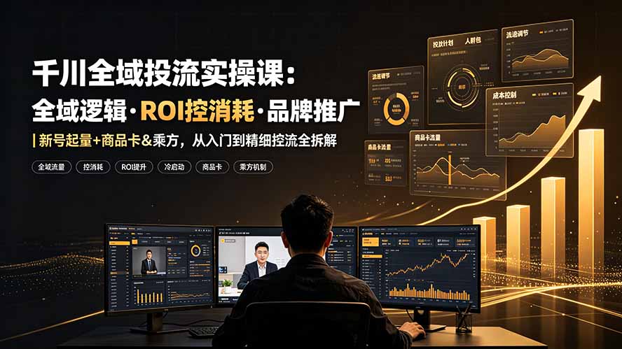 （19249期）千川全域投流实操课：全域逻辑·ROI控消耗·品牌推广｜新号起量+商品卡&乘方，从入门到精细控流全拆解-宇文网创
