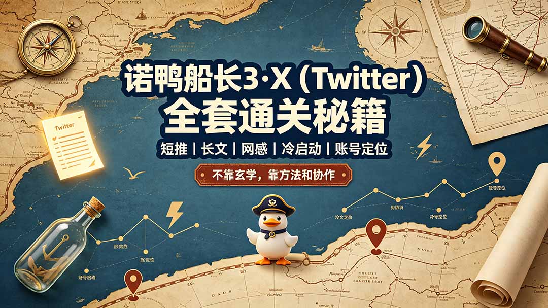 (19215期)诺鸭船长3·X(Twitter)全套通关秘籍,短推、长文、网感、冷启动、账号定位,不靠玄学,靠方法和协作-宇文网创